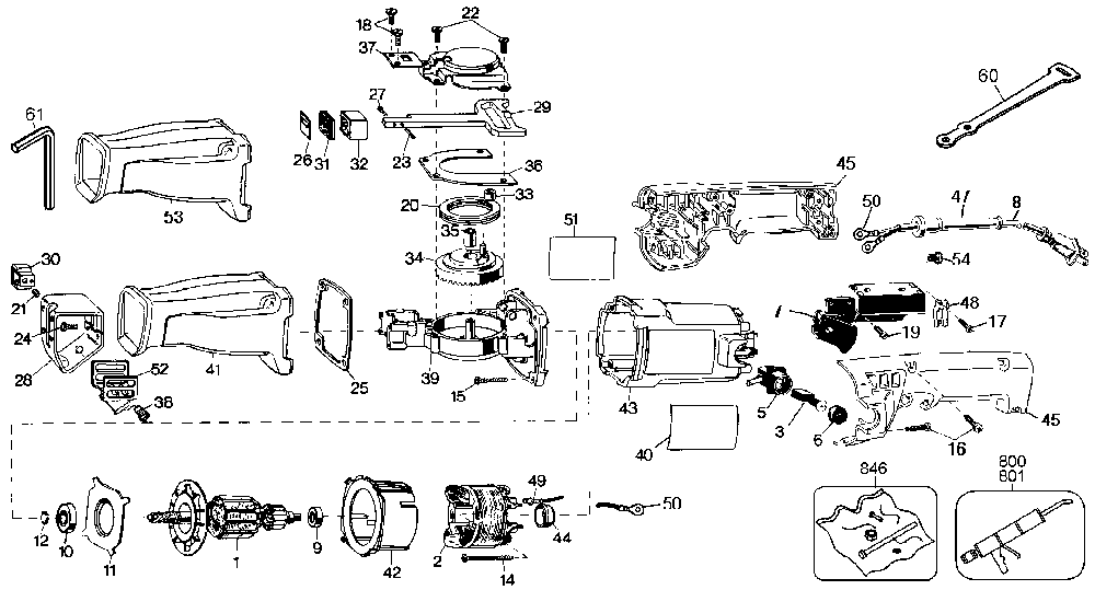 Exploded Diagram A Diagram and Parts List for BD4500-04 Type 1 Black and Decker Miter Saw